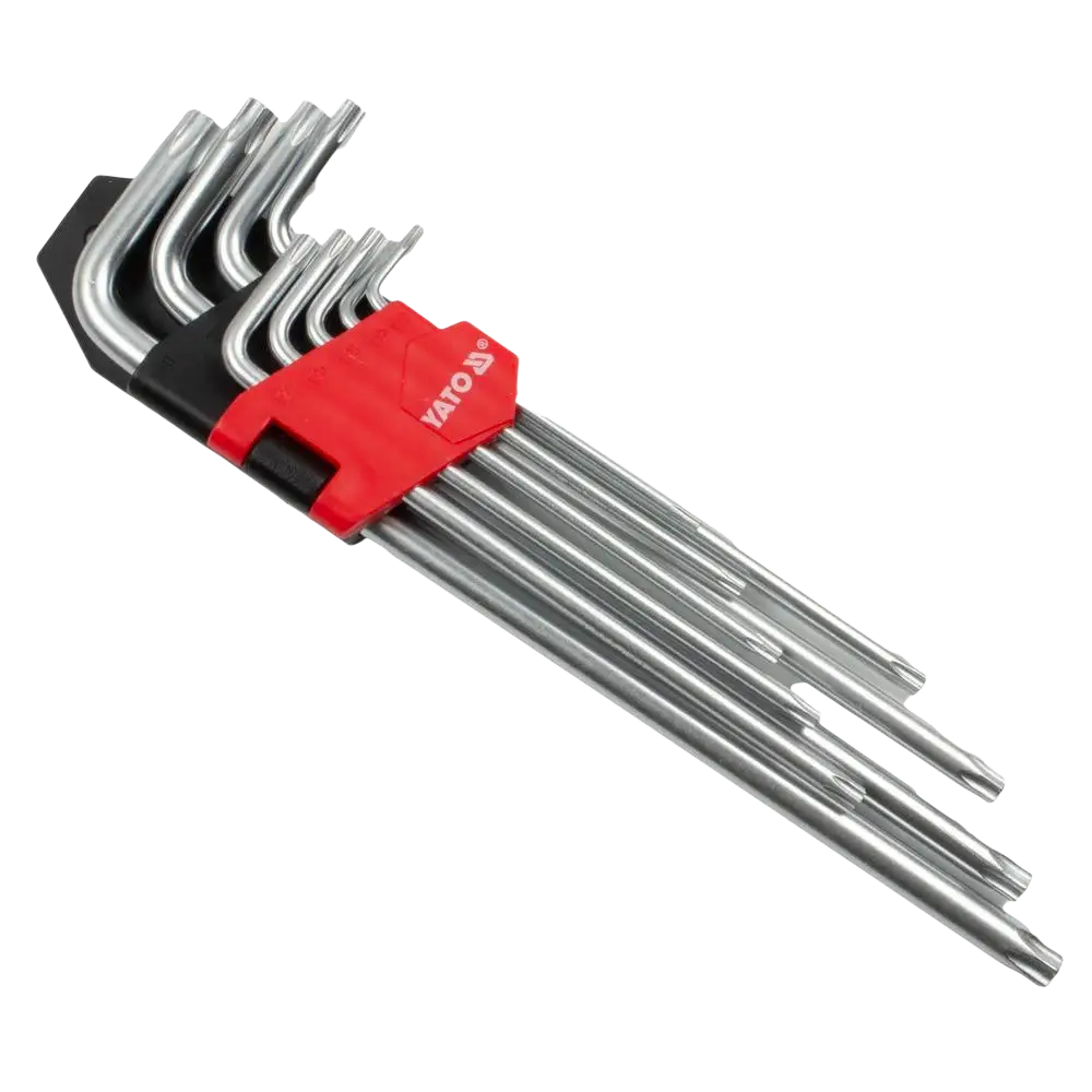 Punainen ja musta yato torx avainsarja pitkällä 9-os stainless steel torx avainsarja t10-t50 52-55 hrc