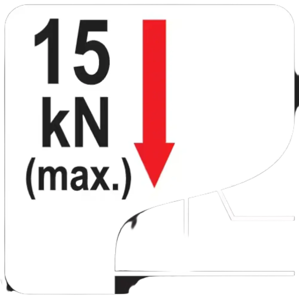Black and white safety symbol showing max load 15 kn on yato turvakumisaappaat portland s5 pvc antistaattinen