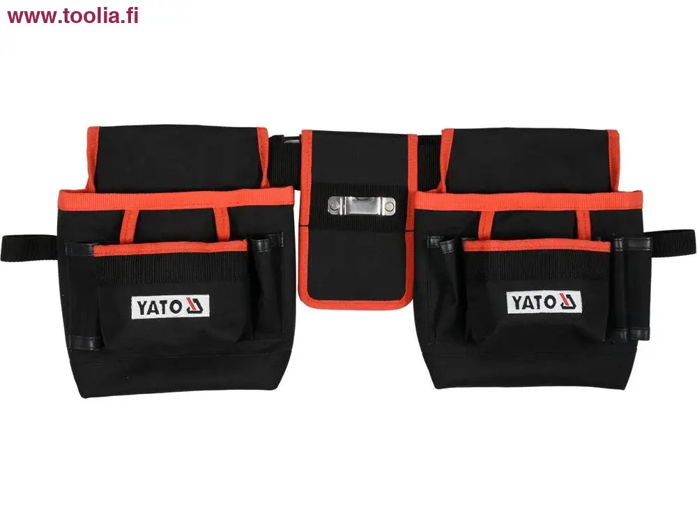 Yato Työkaluvyö Polyester 600D   14 taskua|Yato Työkaluvyö Polyester 600D ylhäältä|Yato Työkaluvyö Polyester 600D kasassa|Yato Työkaluvyö Polyester 600D solki|Yato Työkaluvyö Polyester 600D tasku sisältä|Yato Työkaluvyö Polyester 600D myyntipakkaus|Yato Työkaluvyö Polyester 600D kuvituskuva