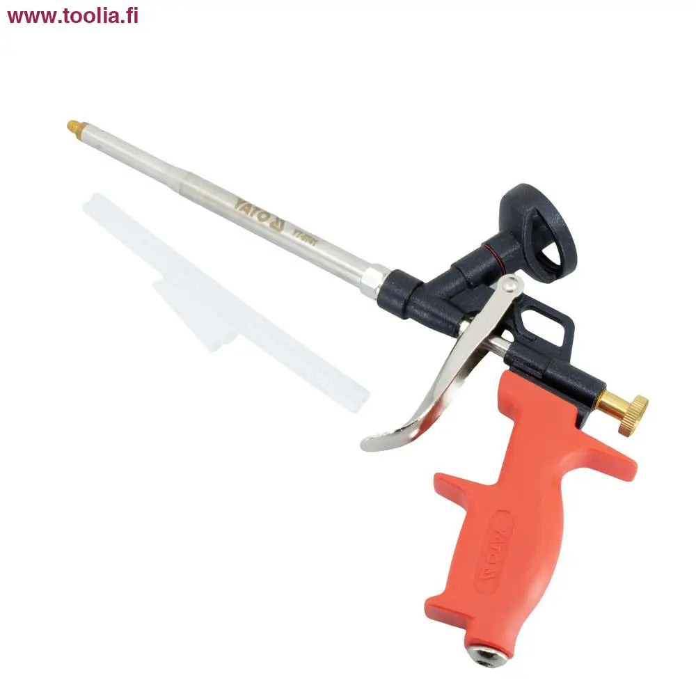 Yato Uretaanipistooli 340 mm|Yato Uretaanipistooli myyntipakkaus|Yato Uretaanipistooli kahva|Yato Uretaanipistooli runkomekanismi|Yato Uretaanipistooli pullon kiinnike|Yato Uretaanipistooli suutin